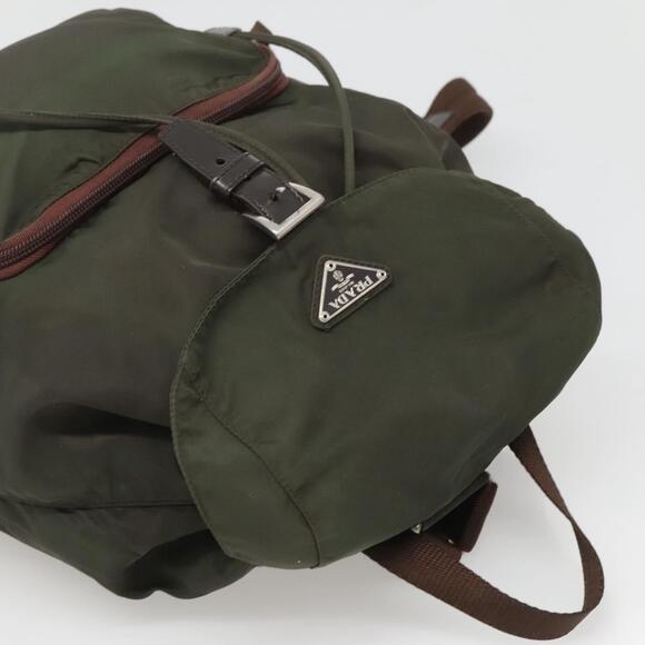 PRADA Backpack Nylon Khaki Silver - Picture 6 of 13